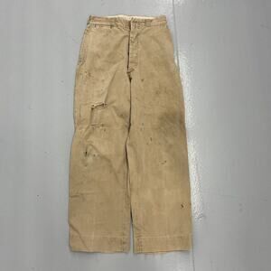 Vintage WW2 Tan Military Buttonfly Sanforized Chinos 26x28